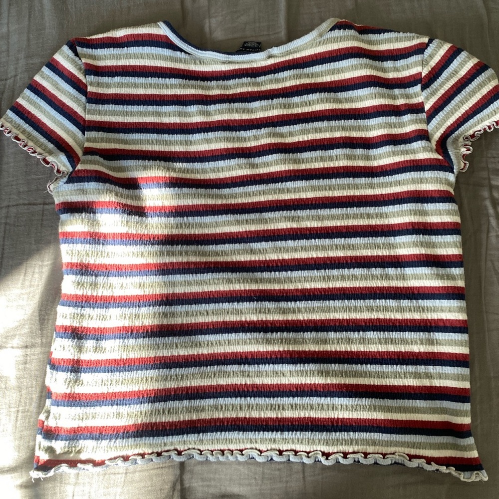 american eagle striped ruffle top